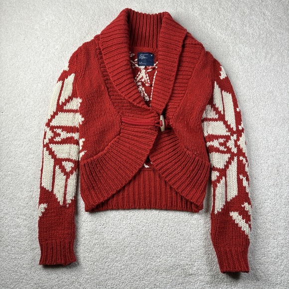 American Eagle Outfitters Sweaters - American Eagle Cardigan Sweater Y2K Scandigirl Fair Isle Red White Medium